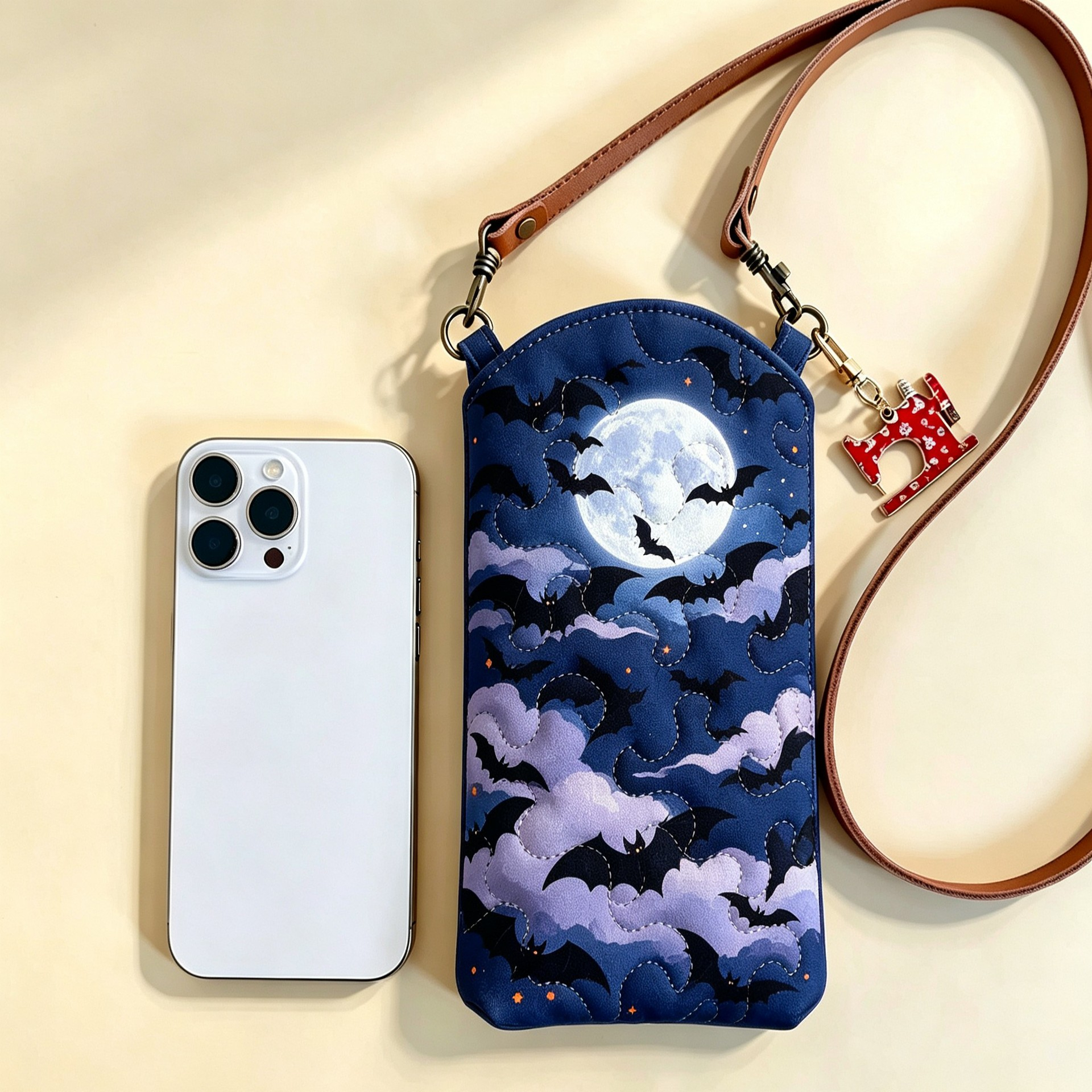Spooky Night Flying Bats Phone Crossbody Bag 