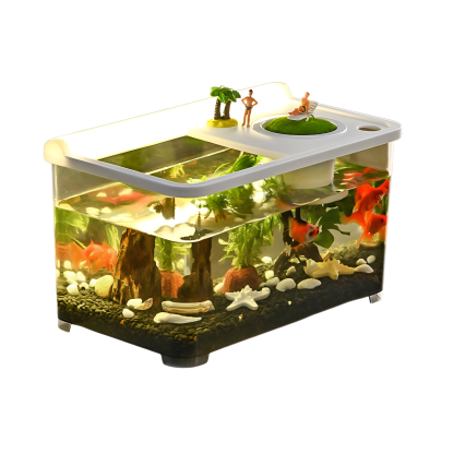 Living room with covered goldfish tank for viewing household small and medium-sized aquarium plastic