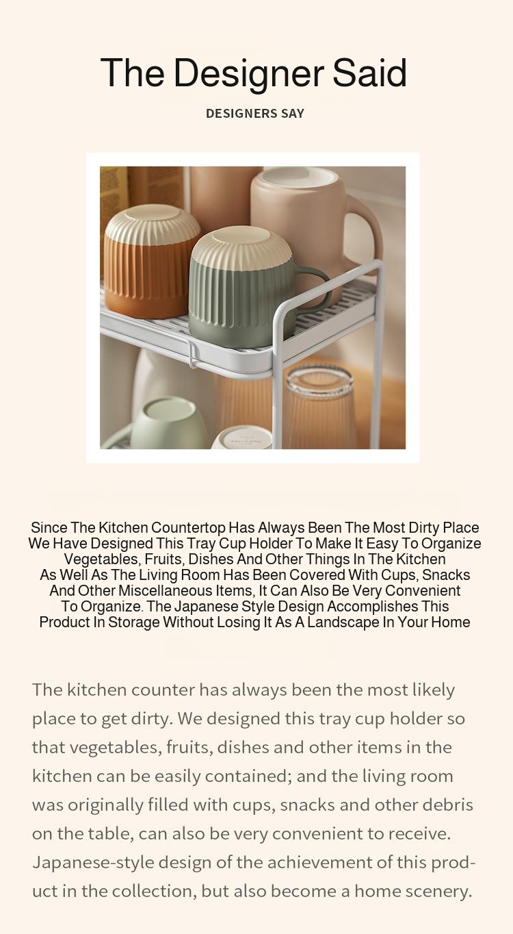 Durable kitchen cup rack organizer for mugs and glasses