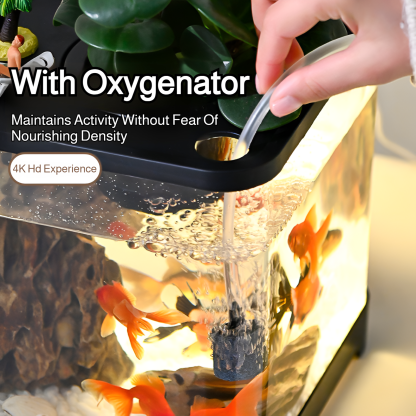 Living room with covered goldfish tank for viewing household small and medium-sized aquarium plastic