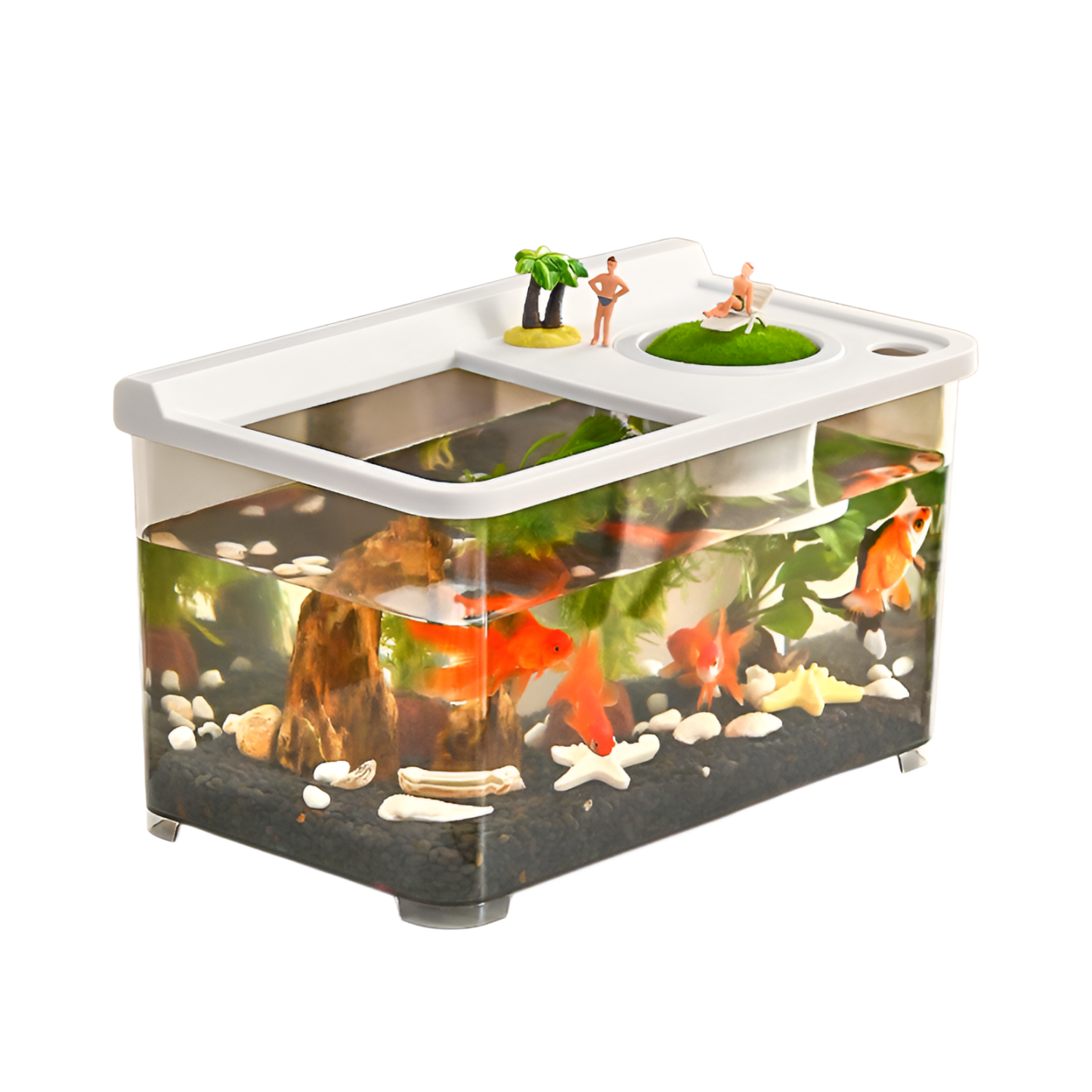 Living room with covered goldfish tank for viewing household small and medium-sized aquarium plastic