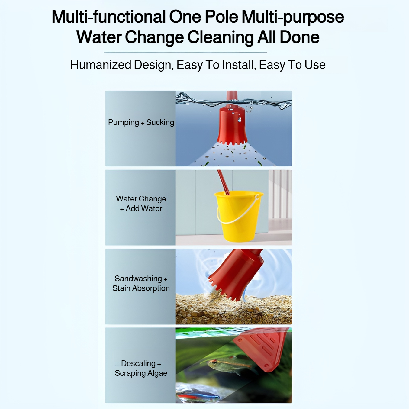 Sand washing function for cleaner aquariums