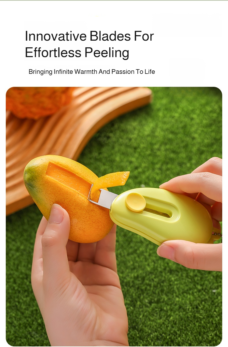 Household fruit peeler and scraper in use peeling apple