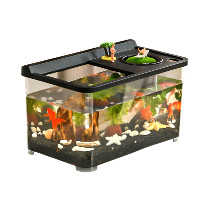 Living room with covered goldfish tank for viewing household small and medium-sized aquarium plastic