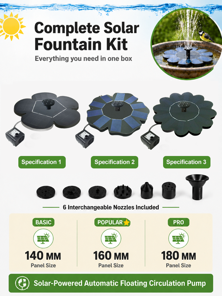 ⛲ Solar Floating Fountain | 100% Safe For Kids | Zero Energy Cost | 6 Spray Modes | Instant Setup 🌿