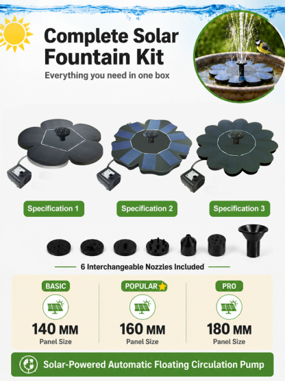 ⛲ Solar Floating Fountain | 100% Safe For Kids | Zero Energy Cost | 6 Spray Modes | Instant Setup 🌿