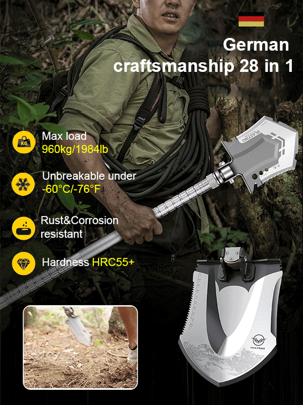 【Outdoor Essential】28-in-1 Multifunctional Outdoor Household Tool Shovel 🛠️, making adventures safer and worry-free! 🌲🏕️