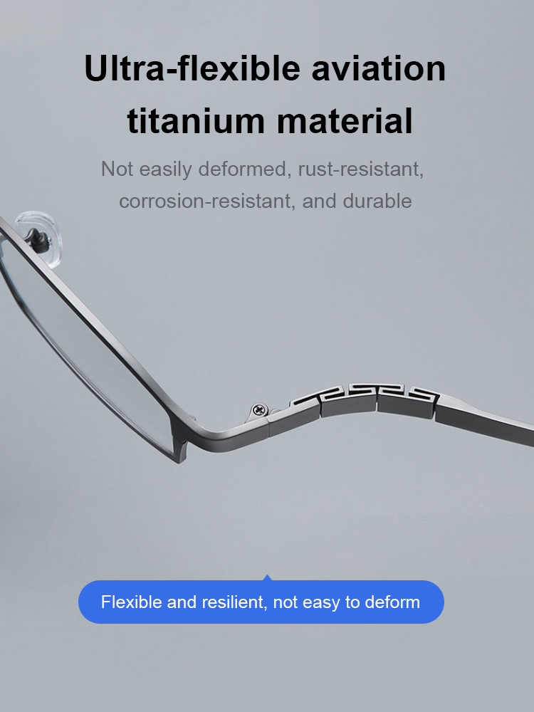 🌟 [Smart Zoom Reading Glasses] 💡 Blue light protection and automatic color change! ✈️ Accordion-style temple design made with aerospace titanium, comfortable fit without pinching! 😊