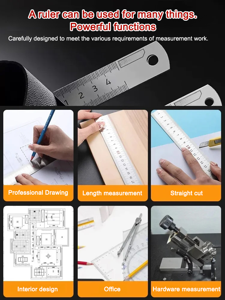Thick high-carbon steel ruler, perfect for measuring + self-defense, a must-have for going out! 📏🛡️
