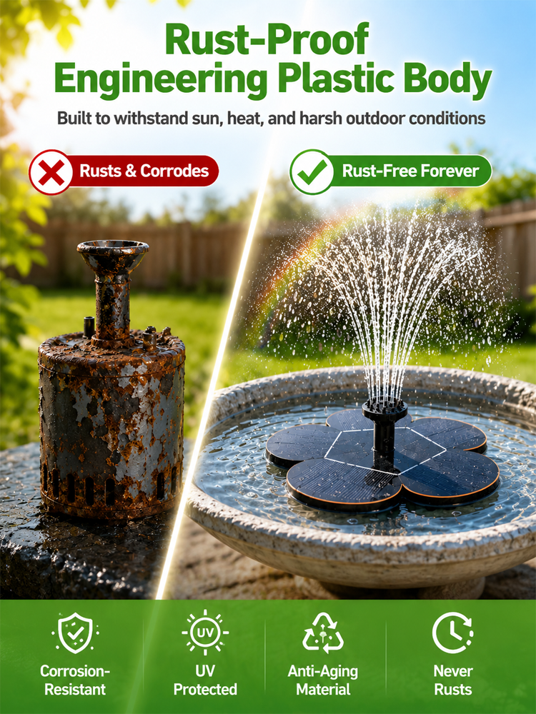 ⛲ Solar Floating Fountain | 100% Safe For Kids | Zero Energy Cost | 6 Spray Modes | Instant Setup 🌿
