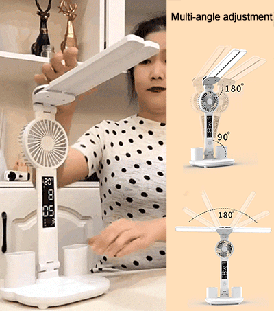【Back-to-School Special】📚 Desk Lamp + Fan 2-in-1, energy-saving multi-angle eye-protection desk lamp. 💡