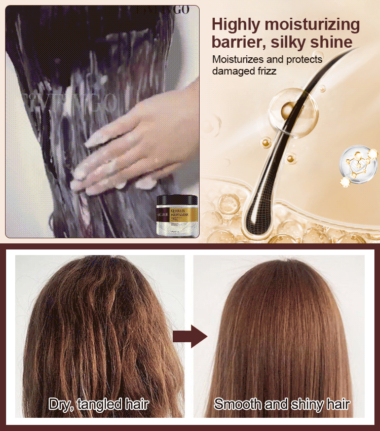 Pure natural herbal formula + collagen hair mask: 🌿✨ Just one use will leave your hair as smooth as silk! 💁♀️🧴