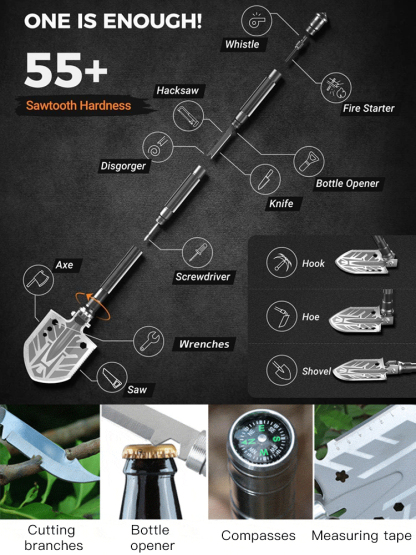 【Outdoor Essential】28-in-1 Multifunctional Outdoor Household Tool Shovel 🛠️, making adventures safer and worry-free! 🌲🏕️