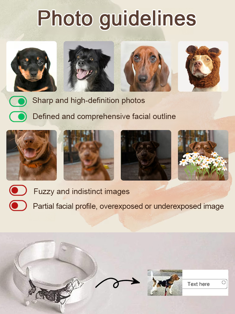 [Preserve Precious Memories] Stainless - Steel Animal Open - Ring Engraved with Cat & Dog Photos