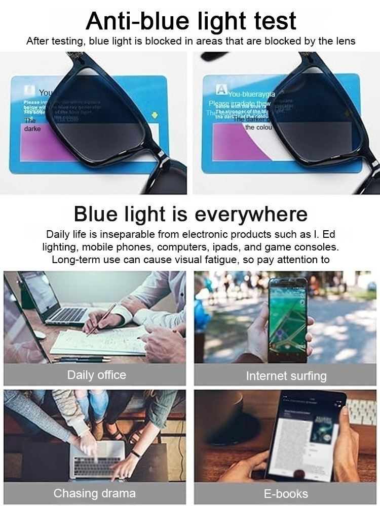 Six-proof anti-allergic ultra-light color-changing reading glasses