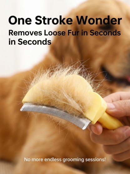 🐾 Pet Deshedding Brush for Dogs Cats Removes 95% Loose Fur Skin-Safe Curved Teeth Professional Results at Home 🏠 Free Glove Included