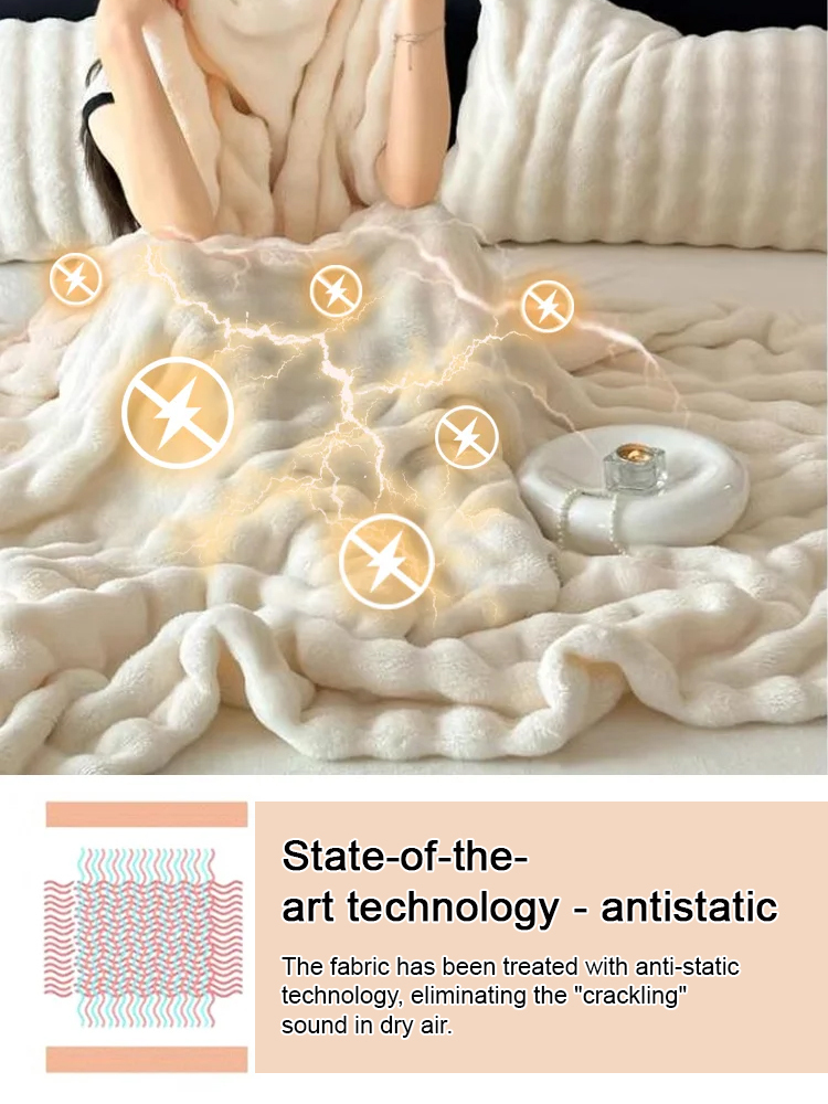 Ultra-comfortable, warm, luxurious rabbit fur blanket 🐇🛋️, fluffy throw blanket 💤, soft and cozy cover 🛏️, available in multiple sizes 📏, suitable for sofas, beds, and living rooms 🛋️🛌