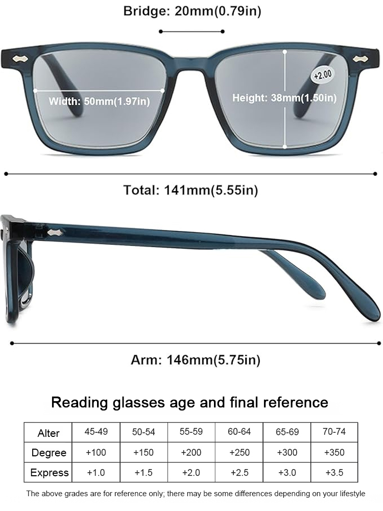 Six-proof anti-allergic ultra-light color-changing reading glasses