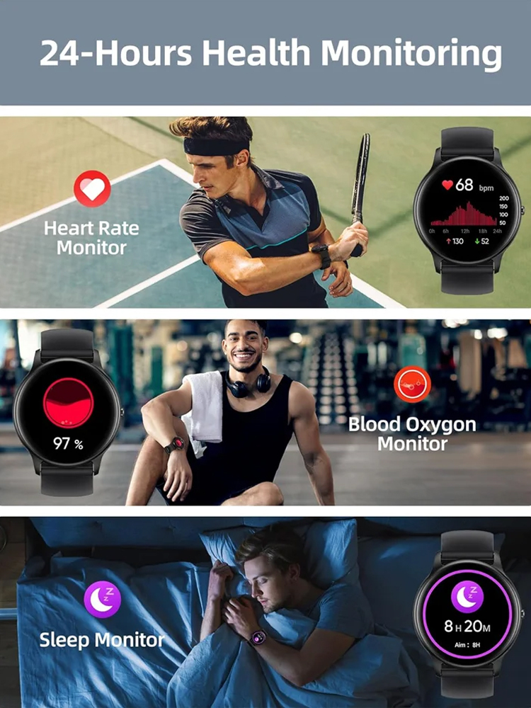 Military-grade quality: AI smart Bluetooth watch that monitors your fitness and health 24/7. Your personal health manager! ⌚🤖💪