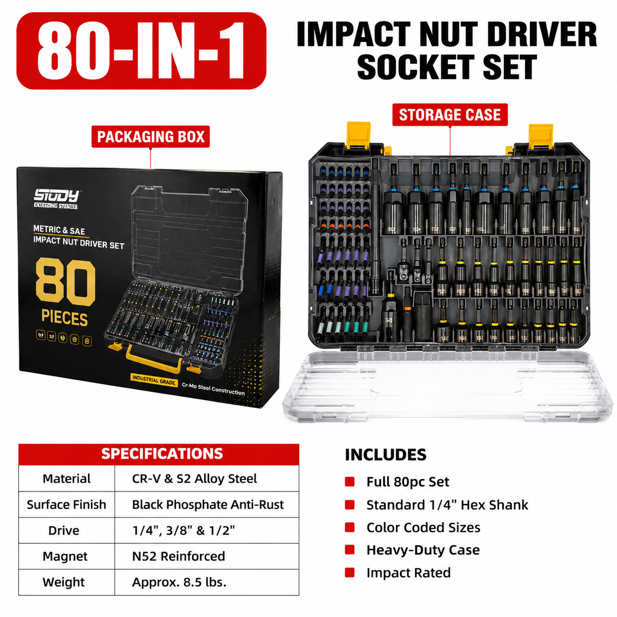 🛠️ 80-in-1 Master Bit Set | Industrial CR-V & S2 Steel | N52 Magnetic | Universal Fit 🔧