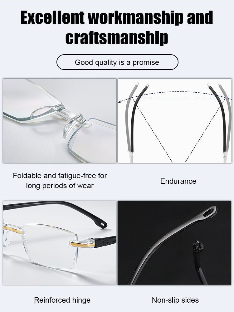 Ultra-light smart zoom frameless trimmed reading glasses