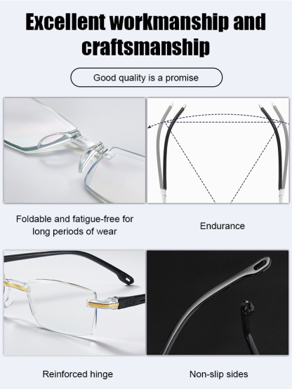 Ultra-light smart zoom frameless trimmed reading glasses