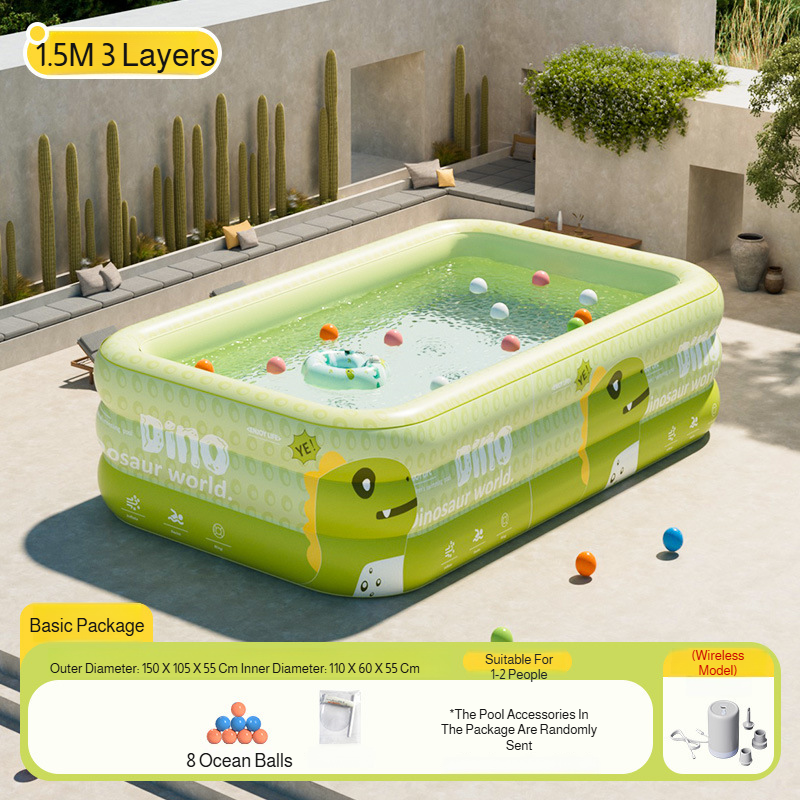 Thickened eco-friendly TPU inflatable pool 🌿, perfect for children's play and bathing 🛁. Leak-proof guarantee with full compensation! 💧🔄