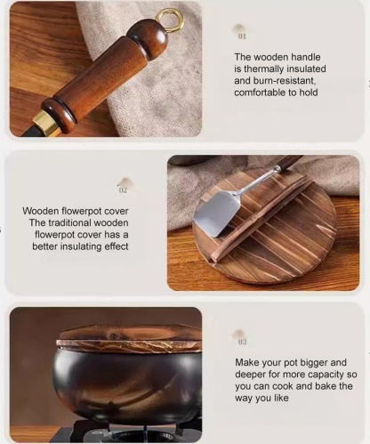 🛡️ Say goodbye to coated pots: Hand-forged uncoated pots, a new era of healthy cooking! 🍳