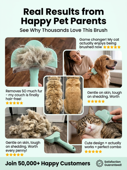 🐾 Pet Deshedding Brush for Dogs Cats Removes 95% Loose Fur Skin-Safe Curved Teeth Professional Results at Home 🏠 Free Glove Included