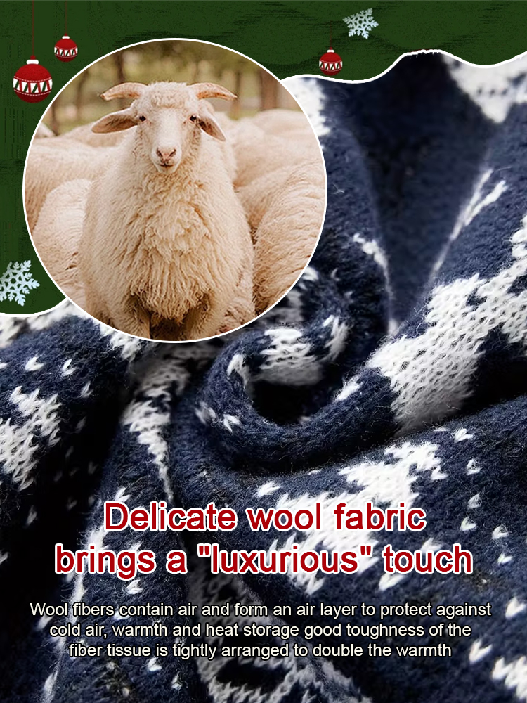 Crew Neck Christmas Jacquard Knit Sweater