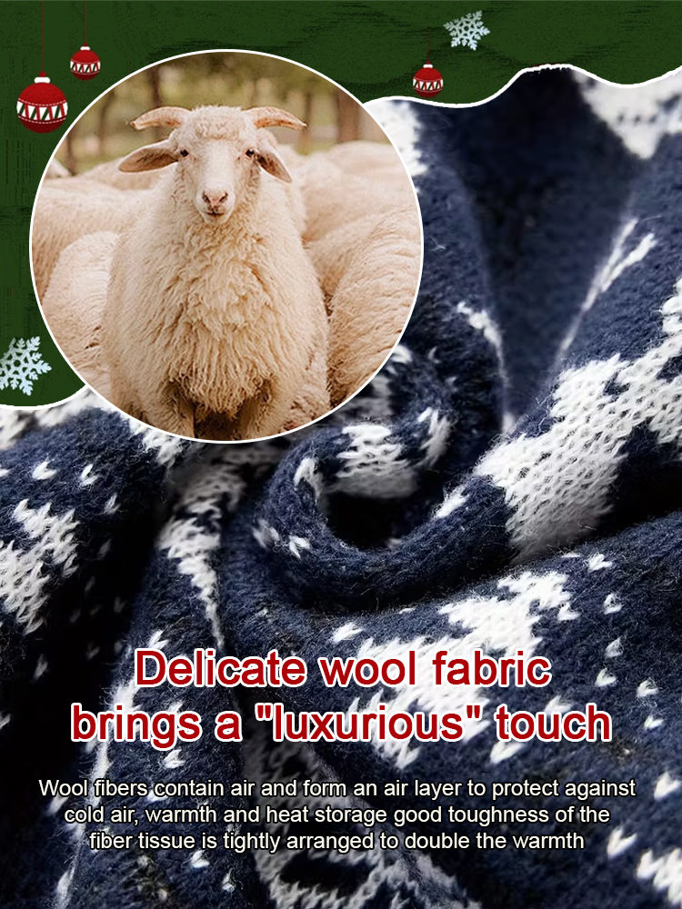 Crew Neck Christmas Jacquard Knit Sweater