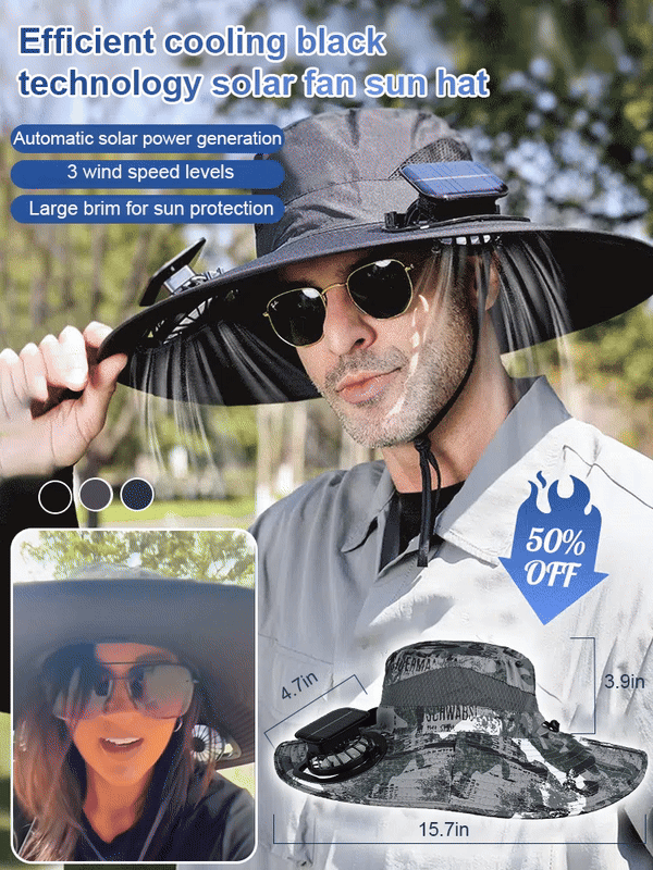 【2025 New Model】Dual Solar-Powered Fan Sun Hat ☀️🧢, Waterproof and Cooling 🌊❄️—Defy the Scorching Heat! 🔥😎