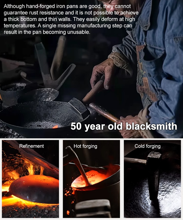 🛡️ Say goodbye to coated pots: Hand-forged uncoated pots, a new era of healthy cooking! 🍳