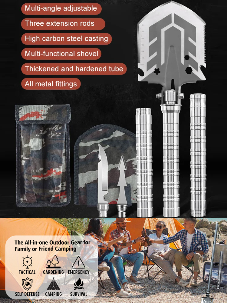 【Outdoor Essential】28-in-1 Multifunctional Outdoor Household Tool Shovel 🛠️, making adventures safer and worry-free! 🌲🏕️