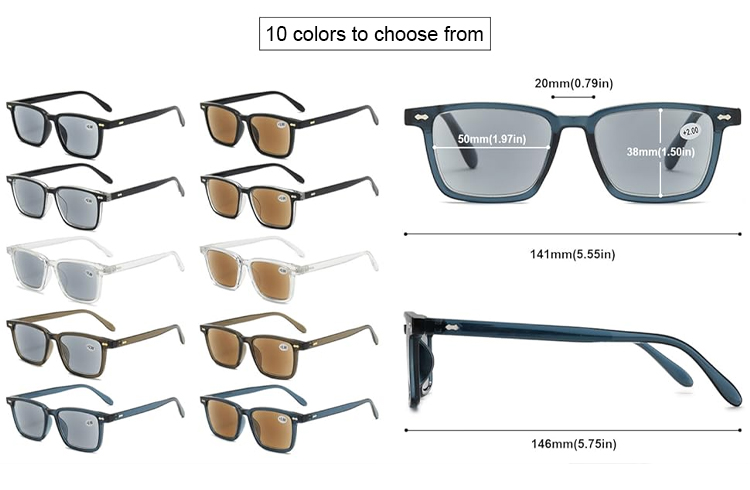 Six-proof anti-allergic ultra-light color-changing reading glasses