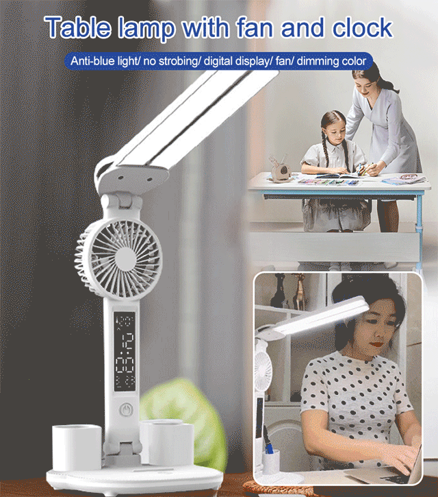 【Back-to-School Special】📚 Desk Lamp + Fan 2-in-1, energy-saving multi-angle eye-protection desk lamp. 💡