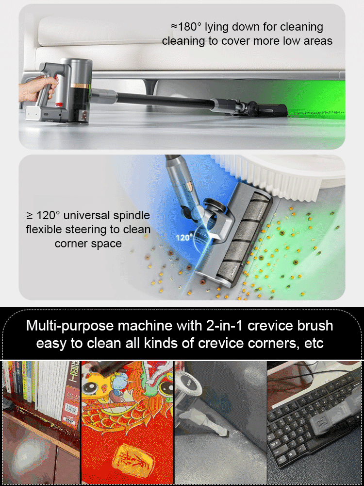 All-in-one upright cordless vacuum cleaner with high suction power and UV sterilization and mite rem