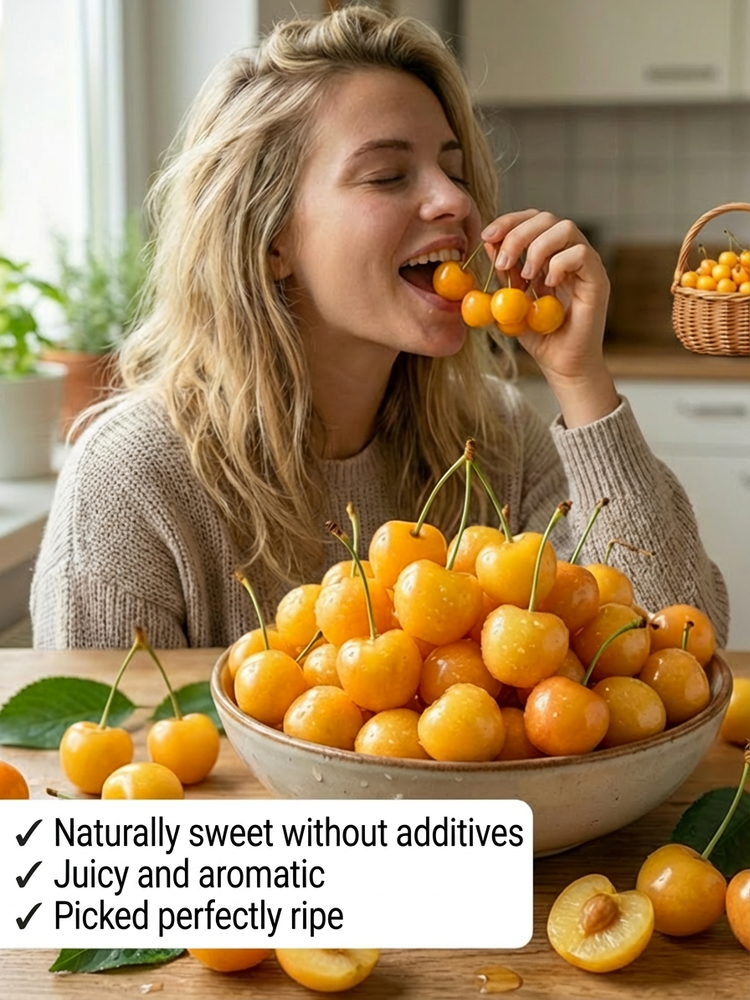 🍒 Rainier Yellow Cherry Trees: Fruit This Summer! 🌳 Self-Pollinating and Hardy