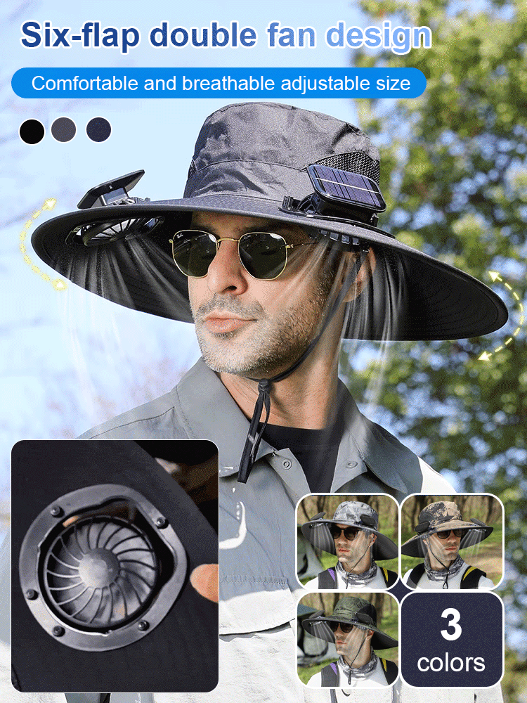 【2025 New Model】Dual Solar-Powered Fan Sun Hat ☀️🧢, Waterproof and Cooling 🌊❄️—Defy the Scorching Heat! 🔥😎