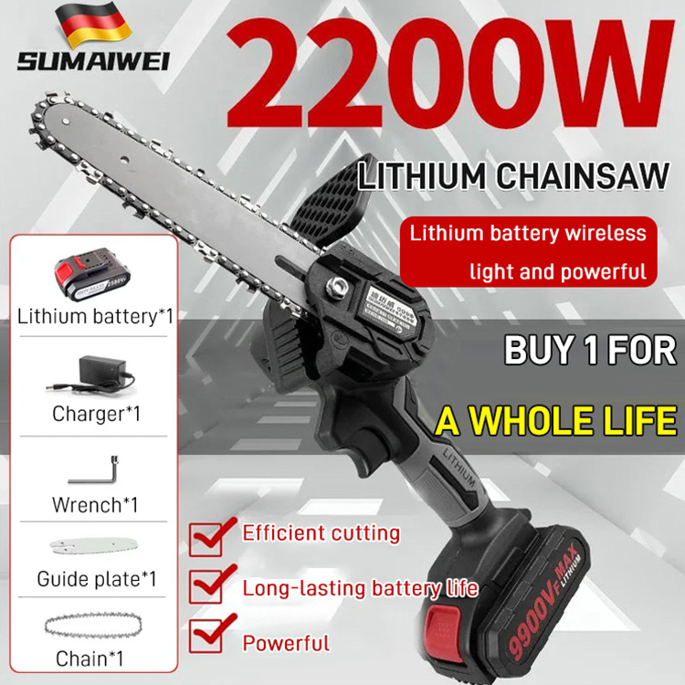 Cut through 30 cm thick wood in 5 seconds with a one-handed lithium battery chainsaw! 🔋🌳