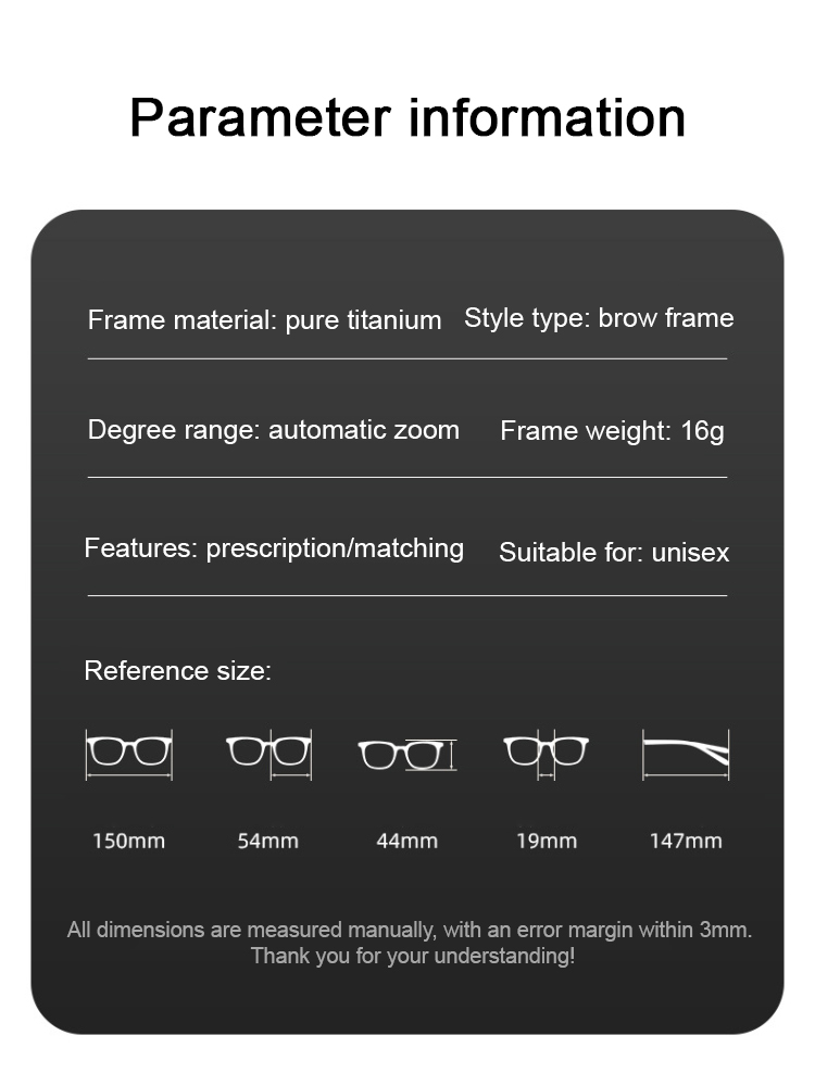  🌟 [Smart Zoom Reading Glasses] 💡 Blue light protection and automatic color change! ✈️ Accordion-style temple design made with aerospace titanium, comfortable fit without pinching! 😊