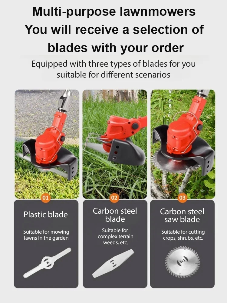 Silent 🌿 Auxiliary Wheel High-Power 🔋 Wireless Lithium Battery Lawn Mower!