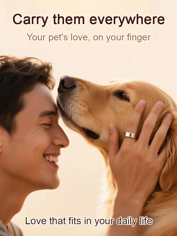 [Preserve Precious Memories] Stainless - Steel Animal Open - Ring Engraved with Cat & Dog Photos