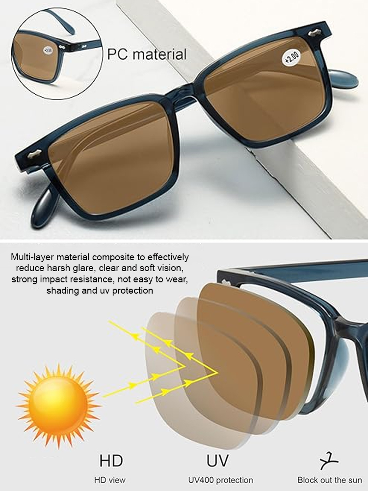 Six-proof anti-allergic ultra-light color-changing reading glasses