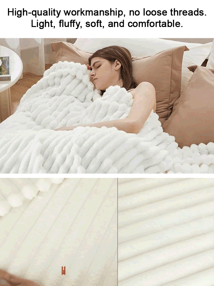 Ultra-comfortable, warm, luxurious rabbit fur blanket 🐇🛋️, fluffy throw blanket 💤, soft and cozy cover 🛏️, available in multiple sizes 📏, suitable for sofas, beds, and living rooms 🛋️🛌