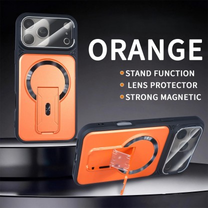 Heavy-duty protective case with built-in bracket and lens hood