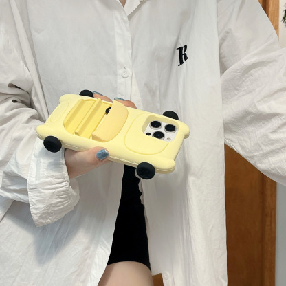 Cartoon Yellow Sports Car iPhone Case | Tuck a "Mini Stylish Ride" in Your Pocket—Cute & Shockproof in One