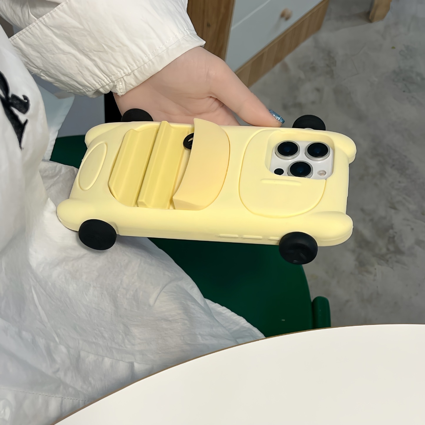 Cartoon Yellow Sports Car iPhone Case | Tuck a "Mini Stylish Ride" in Your Pocket—Cute & Shockproof in One
