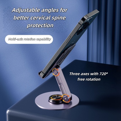 Metal 360-Degree Rotating Adjustable Folding Tabletop Phone Holder