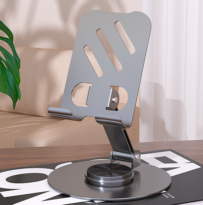Metal 360-Degree Rotating Adjustable Folding Tabletop Phone Holder